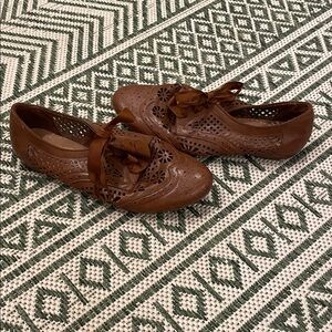 Steve Madden Brown Perforated Flats